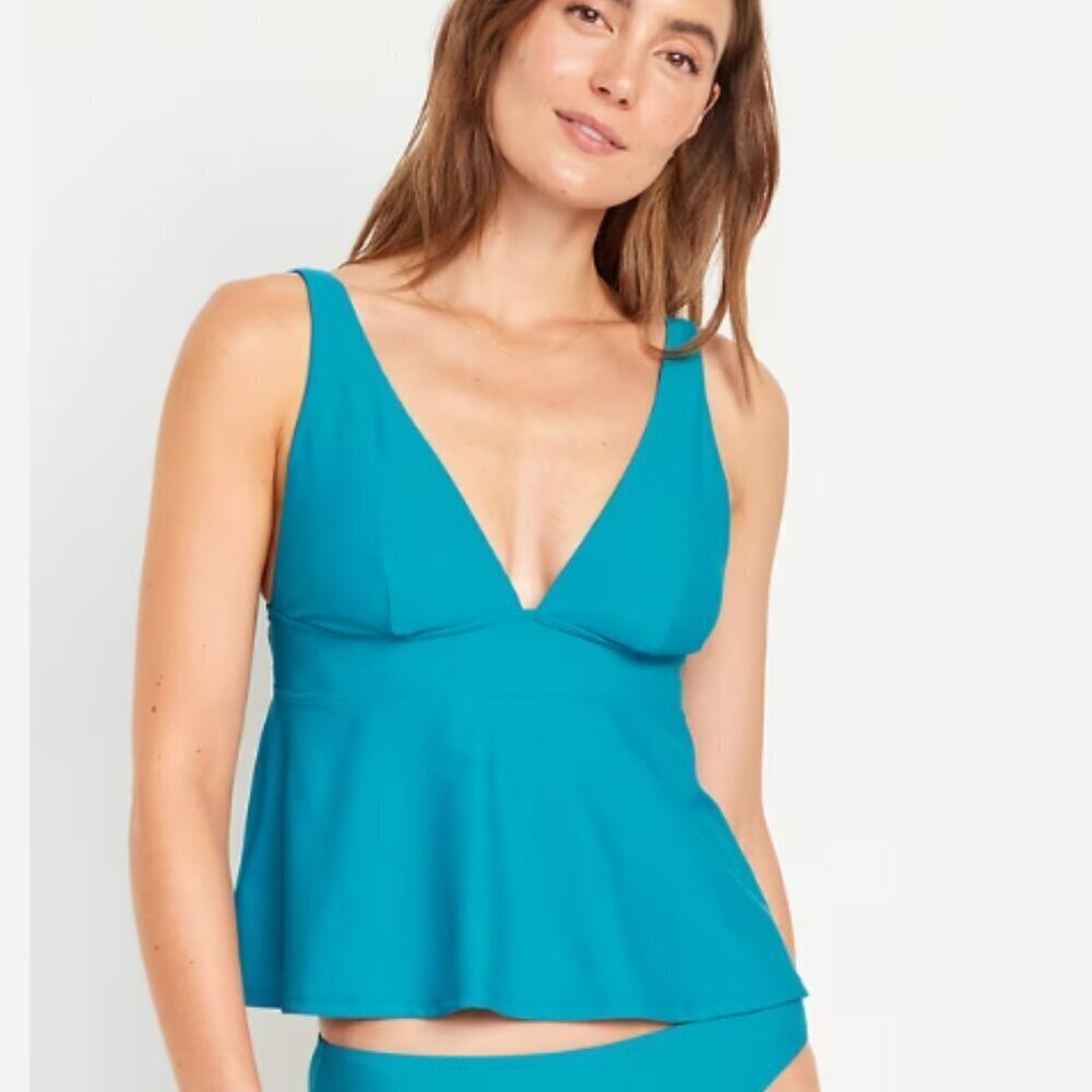 Old Navy Teal V-Neck Tankini Swim Top NWOT MSRP $39.99